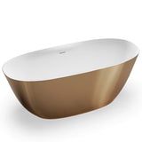Ruvati 63-inch Matte Gold and White epiStone Solid Surface Freestanding Bath Tub Sinatra, RVB6723GW