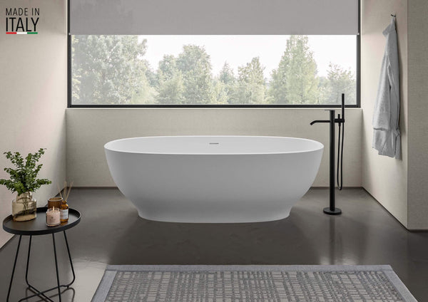 Main Image of Ruvati 69-inch White epiStone Solid Surface Oval Freestanding Bath Tub Viola, RVB6732WH