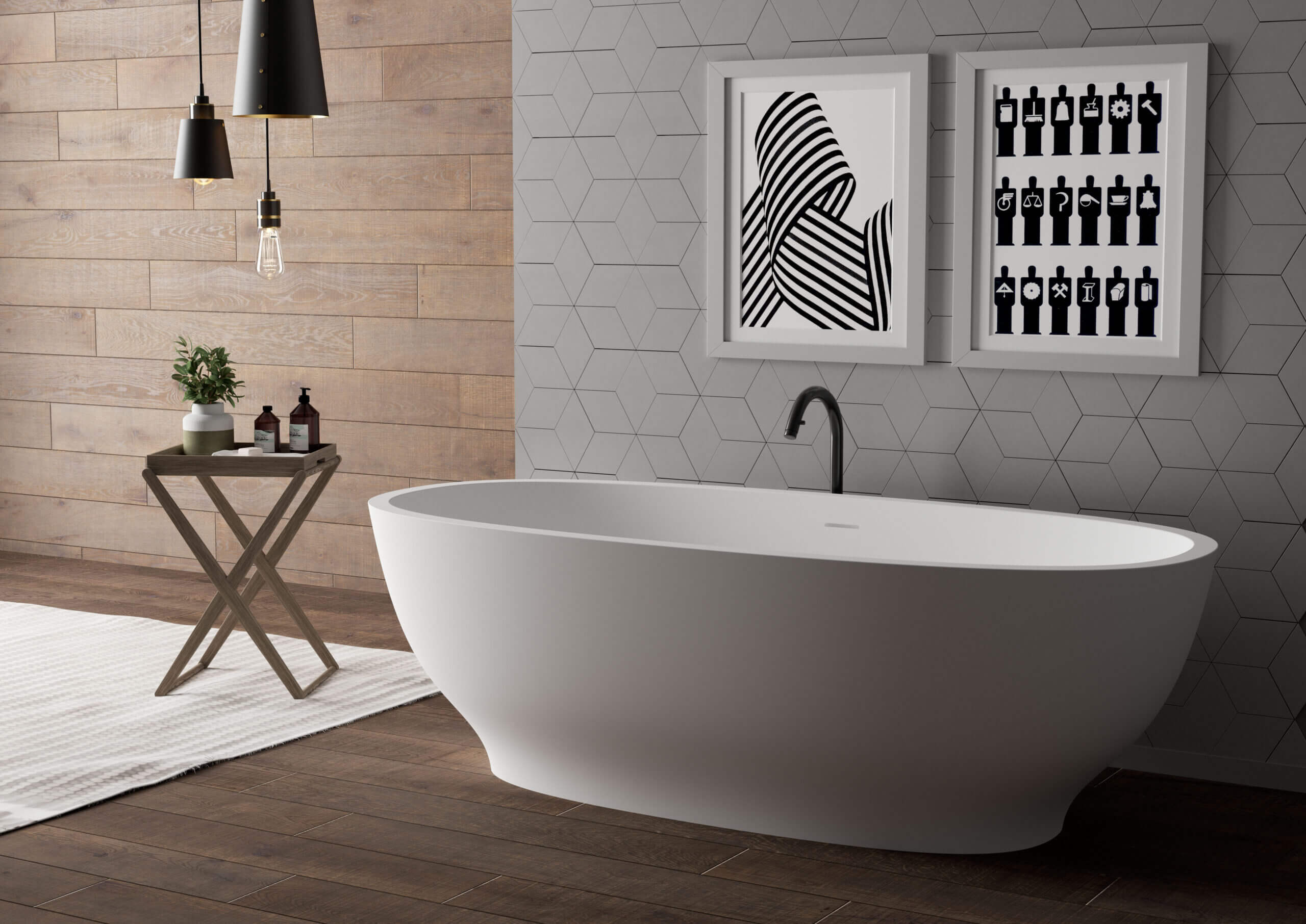 Alternative View of Ruvati 69-inch White epiStone Solid Surface Oval Freestanding Bath Tub Viola, RVB6732WH