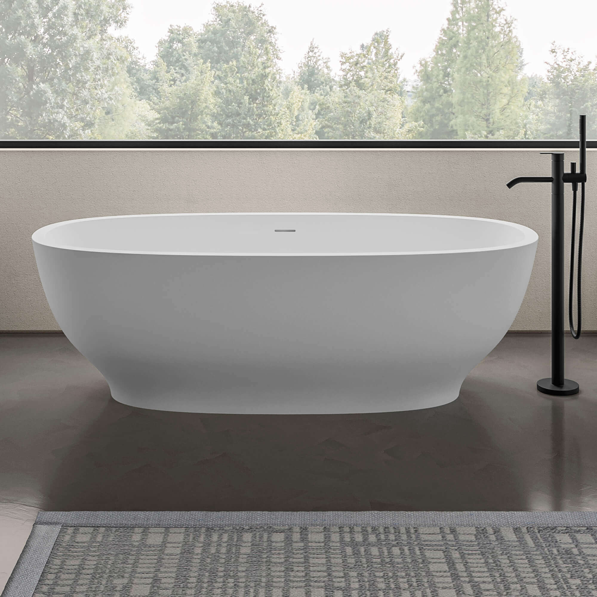 Alternative View of Ruvati 69-inch White epiStone Solid Surface Oval Freestanding Bath Tub Viola, RVB6732WH