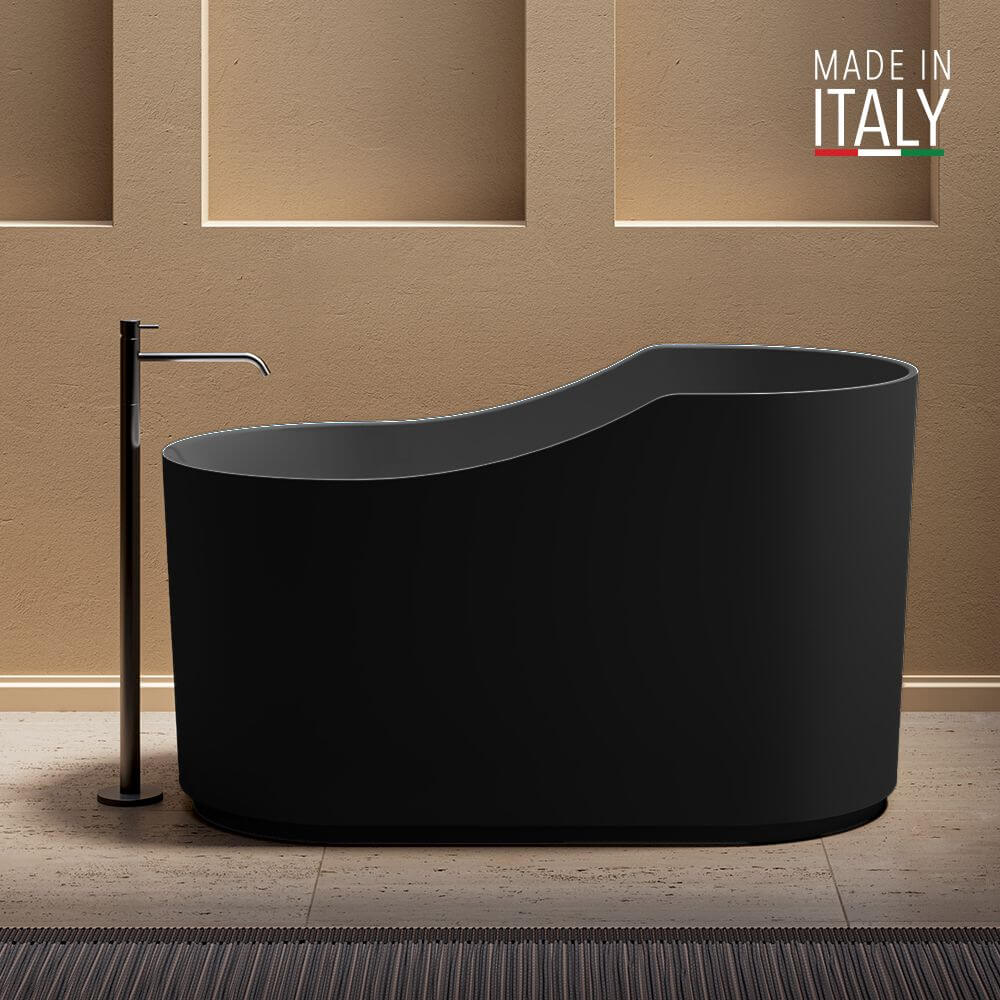 Ruvati Omnia 55" Solid Surface Freestanding Bathtub, Matte Black, RVB6740BK