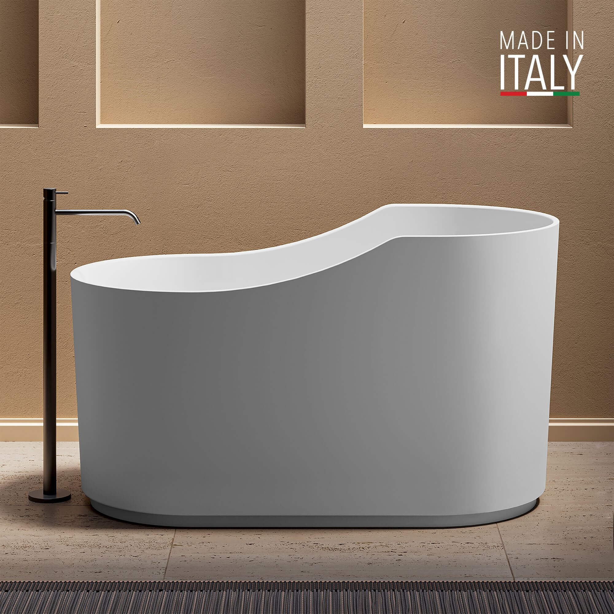 Ruvati Omnia 55" Solid Surface Freestanding Bathtub, Matte White, RVB6740WH