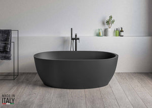 Alternate Image for Ruvati 59-inch Matte Black epiStone Solid Surface Oval Freestanding Bath Tub Canali, RVB6744BK