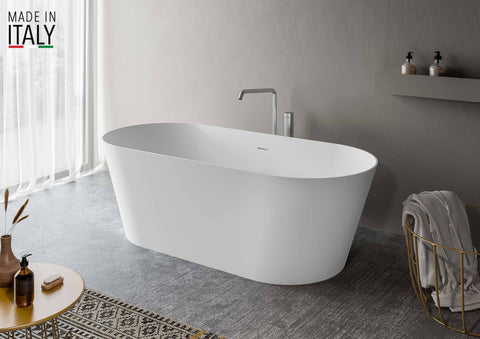 Main Image of Ruvati 67-inch White epiStone Solid Surface Oval Freestanding Bath Tub Omnia Matte, RVB6750WH