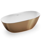 Ruvati 71-inch Matte Gold and White epiStone Solid Surface Freestanding Bath Tub Sinatra, RVB6788GW