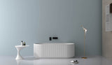 Ruvati Cordona 67-inch Fluted Freestanding Soaking Bathtub epiStone Solid Surface Modern Matte White, RVB6792WH
