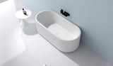 Ruvati Cordona 67-inch Fluted Freestanding Soaking Bathtub epiStone Solid Surface Modern Matte White, RVB6792WH