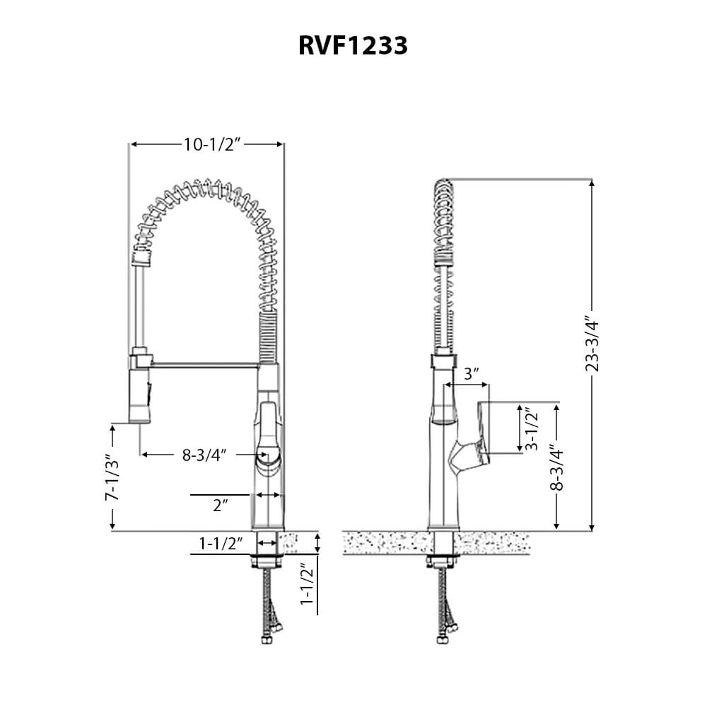 Ruvati Bianca Pre-Rinse Kitchen Faucet, Stainless Steel, Single Lever, RVF1233BN Product Image