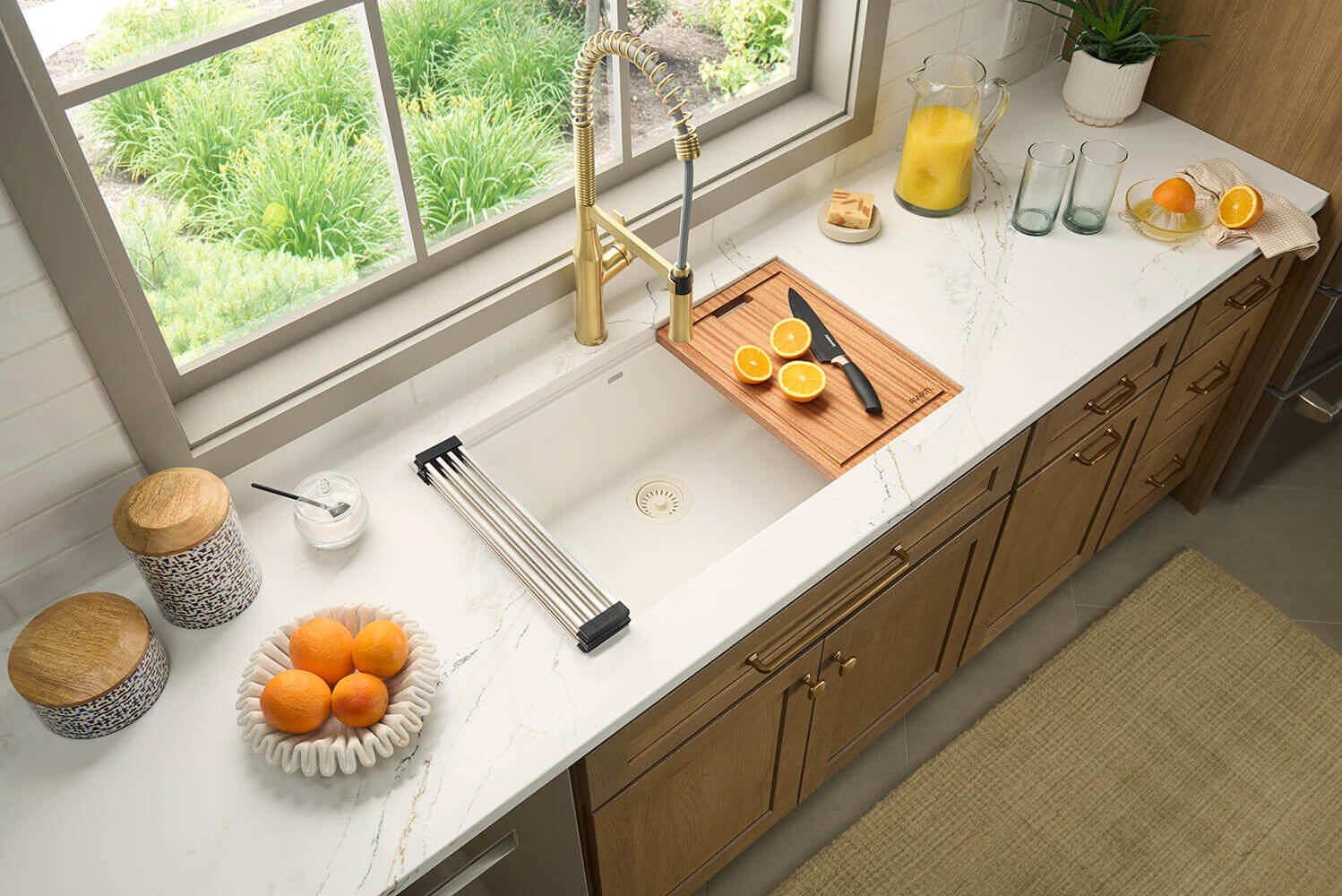 Ruvati Bianca Pre-Rinse High Arc Kitchen Faucet, Brushed Gold, Single Lever, RVF1233SG Product Image