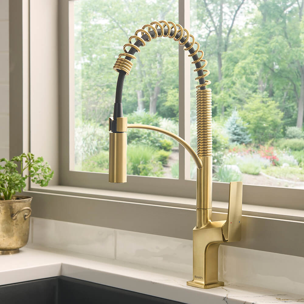 Ruvati Seneca Pull Down Pre-Rinse Kitchen Faucet, Brushed Gold, Single Lever, RVF1236SG