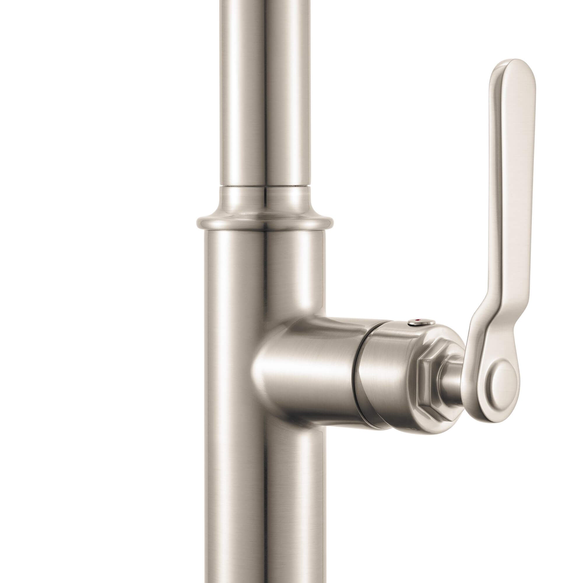 Ruvati Seneca Pull Down Industrial Pre-Rinse High Arc Kitchen Faucet, Stainless Steel, Single Lever, RVF1238BN Product Image