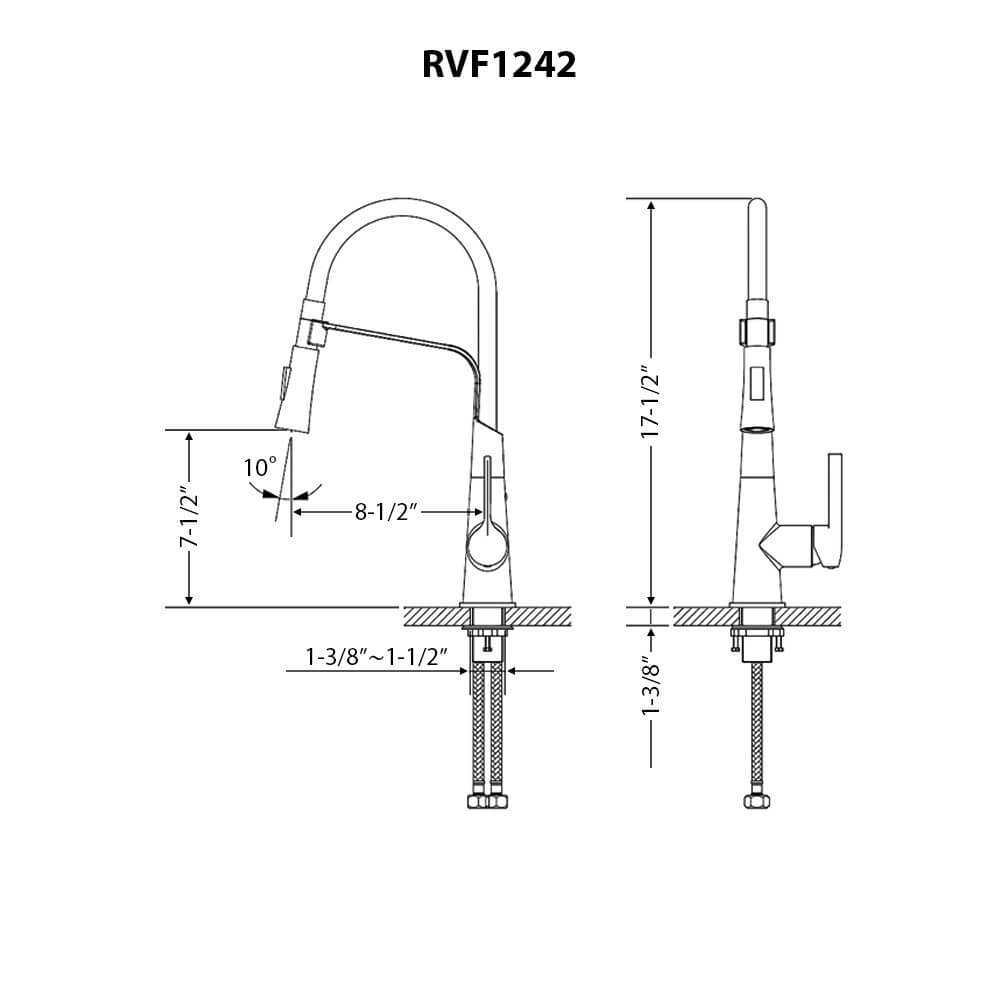 Ruvati Carina Kitchen Faucet, Stainless Steel, Single Lever, RVF1242BN Product Image