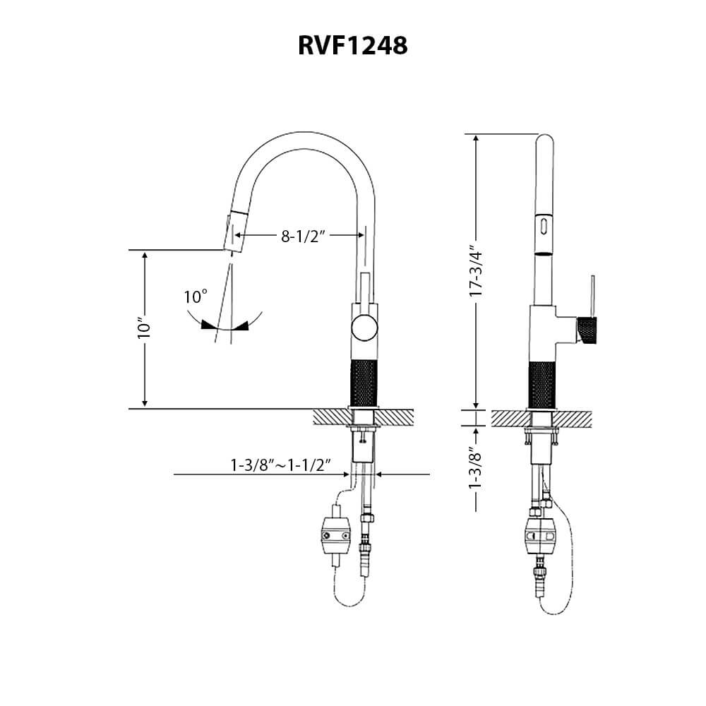 Ruvati Isola Pull Down Kitchen Faucet, Stainless Steel, Single Handle, RVF1248BN Product Image
