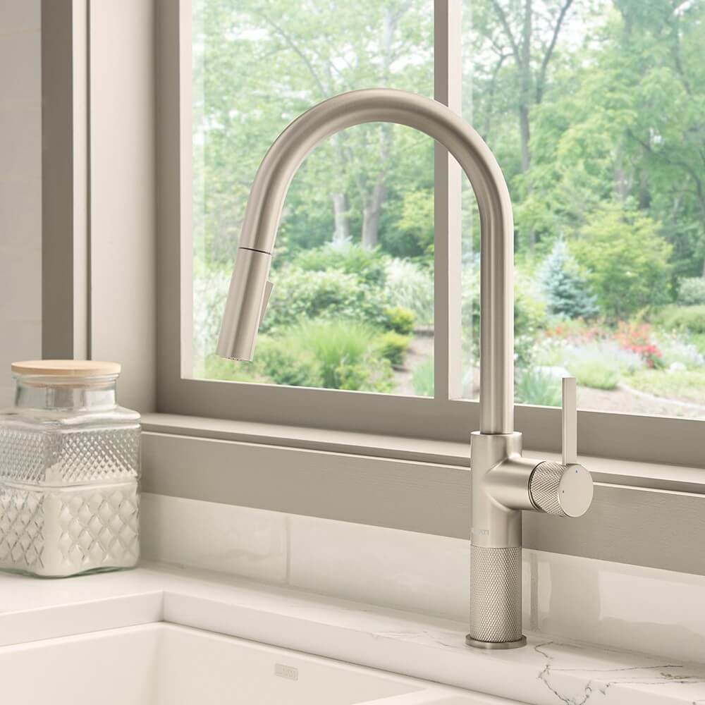 Ruvati Isola Pull Down Kitchen Faucet, Stainless Steel, Single Handle, RVF1248BN