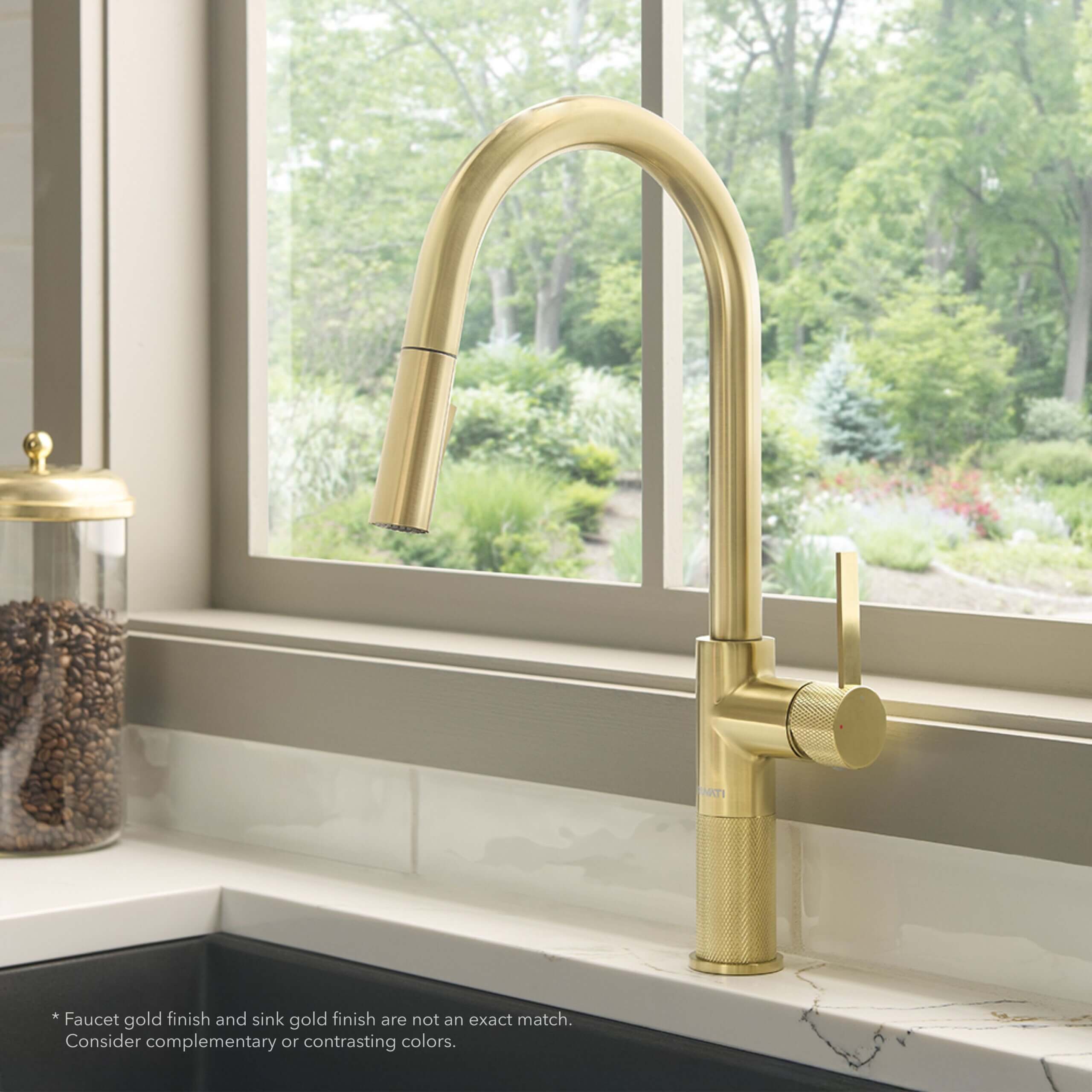 Ruvati Isola Pull Out Kitchen Faucet, Brushed Gold, Single Handle, RVF1248SG Product Image