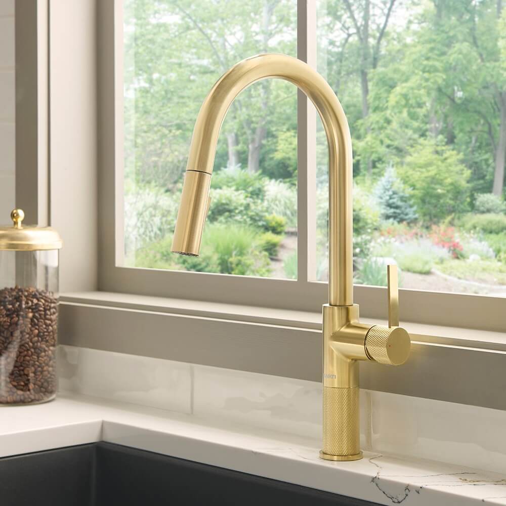 Ruvati Isola Pull Out Kitchen Faucet, Brushed Gold, Single Handle, RVF1248SG