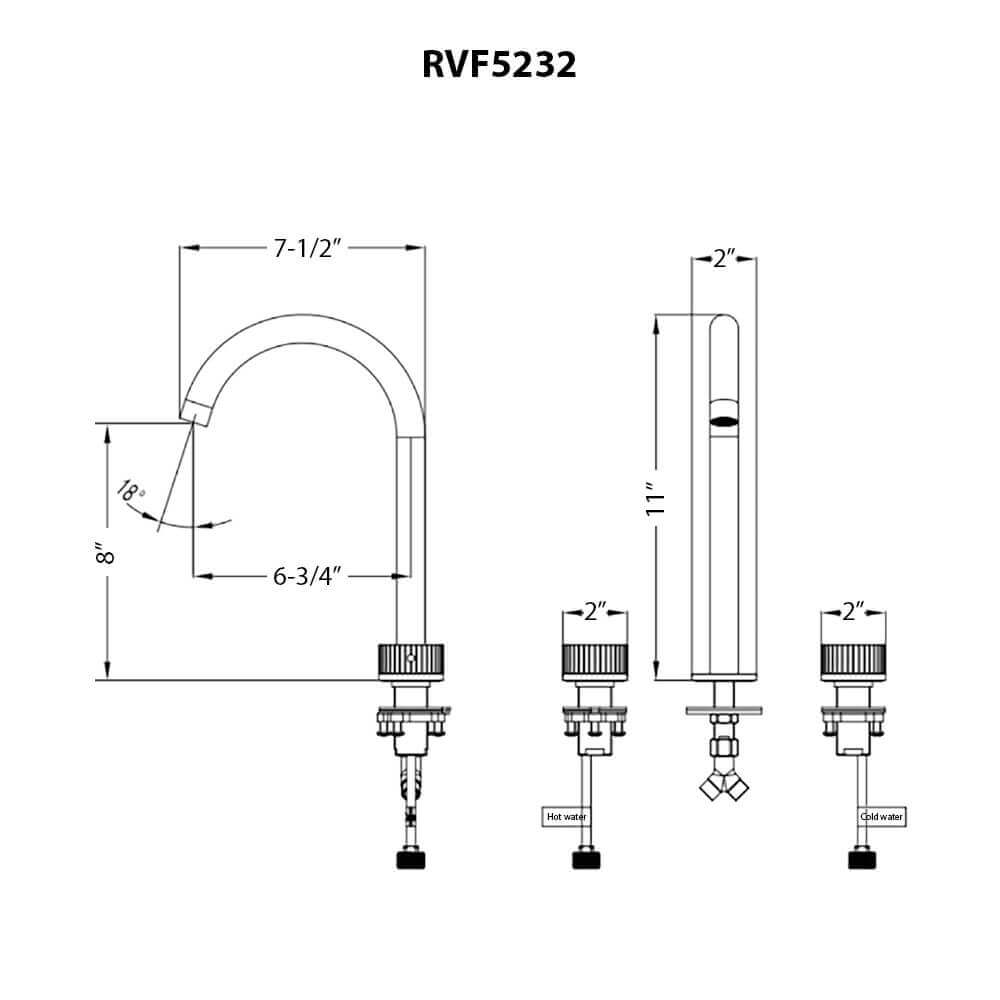 Ruvati Athena Widespread Bathroom Faucet, Brushed Nickel, Knob, RVF5232BN Product Image