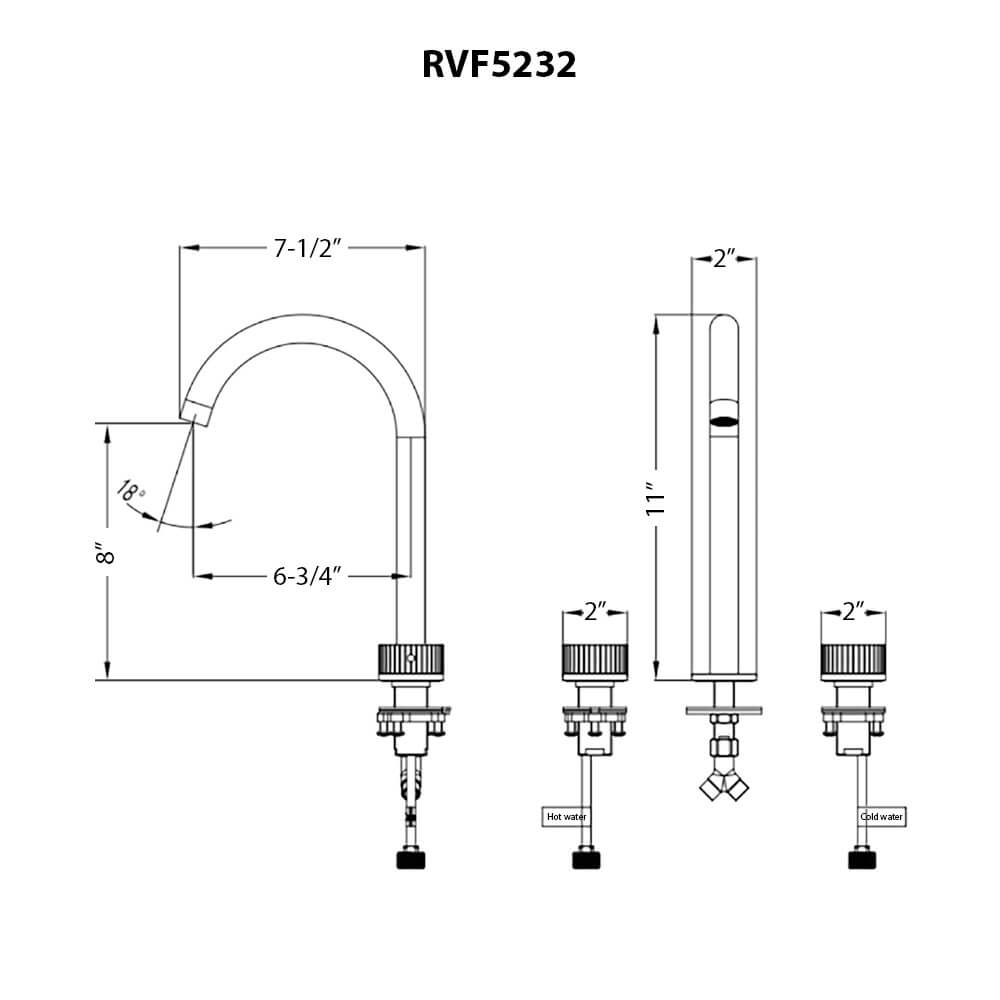 Ruvati Athena Widespread Bathroom Faucet, Brushed Gold, Knob, RVF5232SG Product Image
