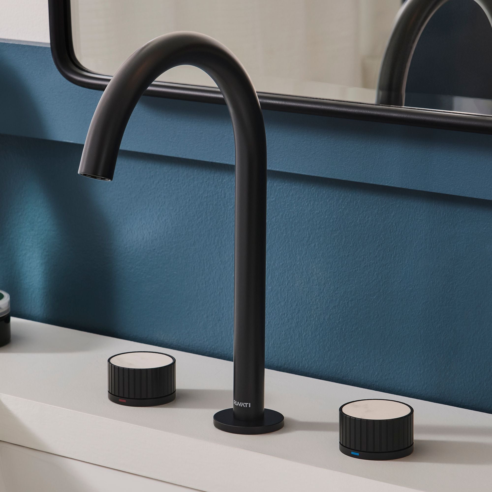Ruvati Athena Widespread Bathroom Faucet, Matte Black, Knob, RVF5232MB