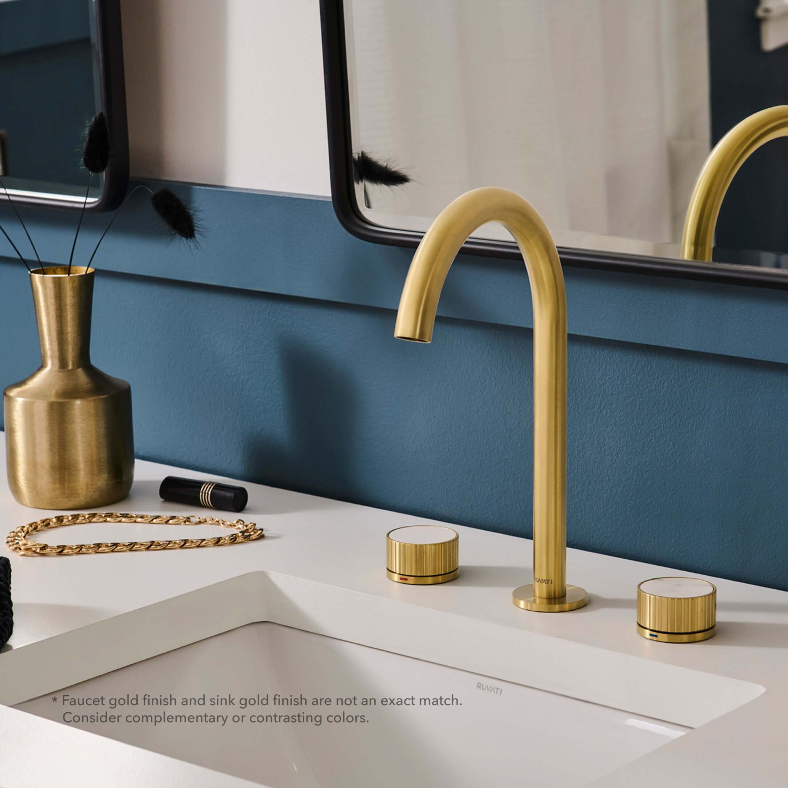 Ruvati Athena Widespread Bathroom Faucet, Brushed Gold, Knob, RVF5232SG Product Image