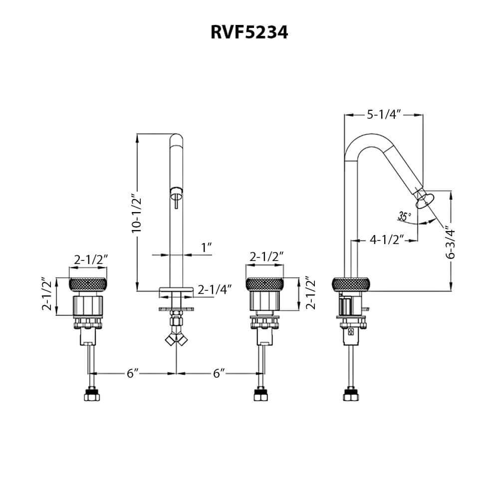 Ruvati Chrono Widespread Bathroom Faucet, Brushed Nickel, Knob, RVF5234BN Product Image