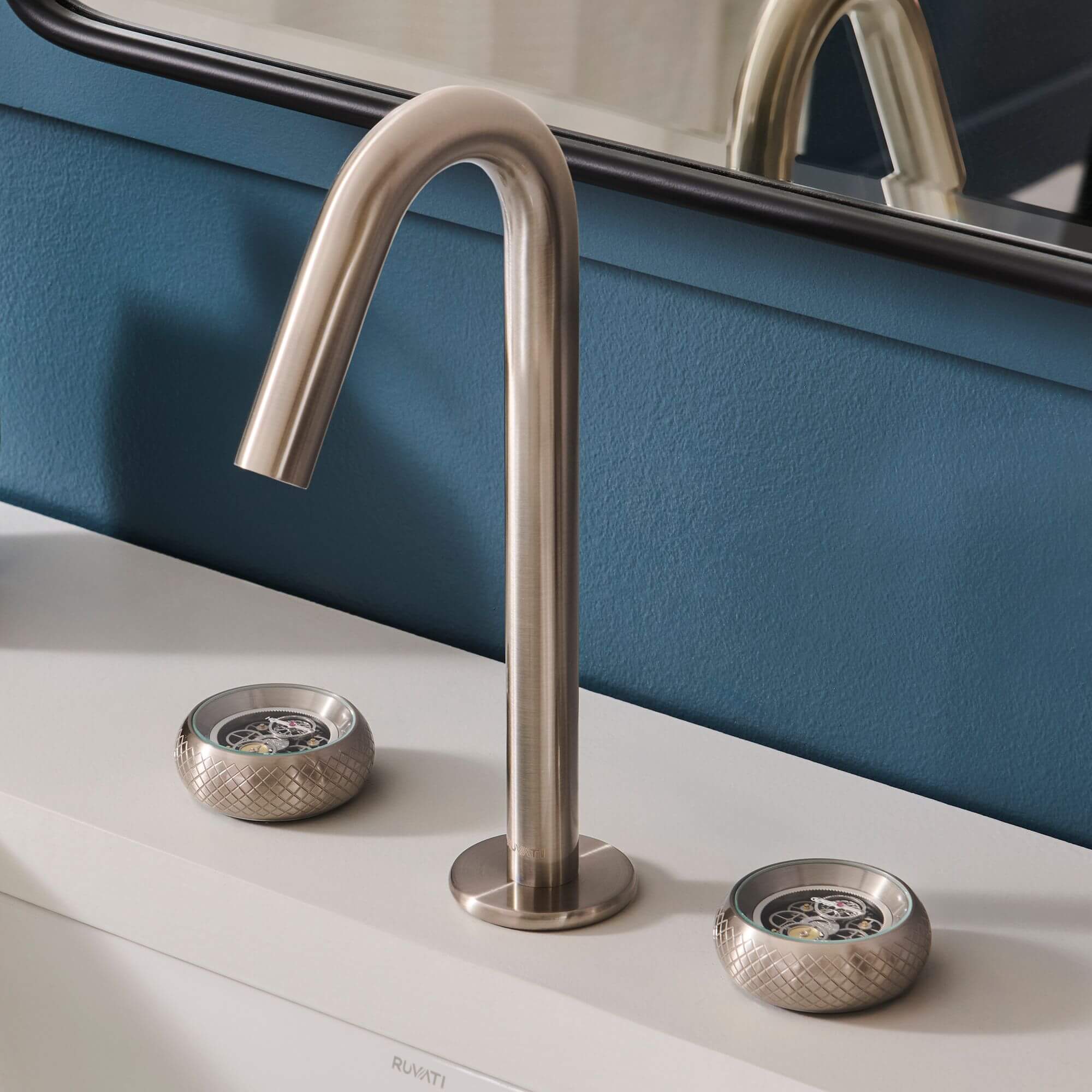 Ruvati Chrono Widespread Bathroom Faucet, Brushed Nickel, Knob, RVF5234BN