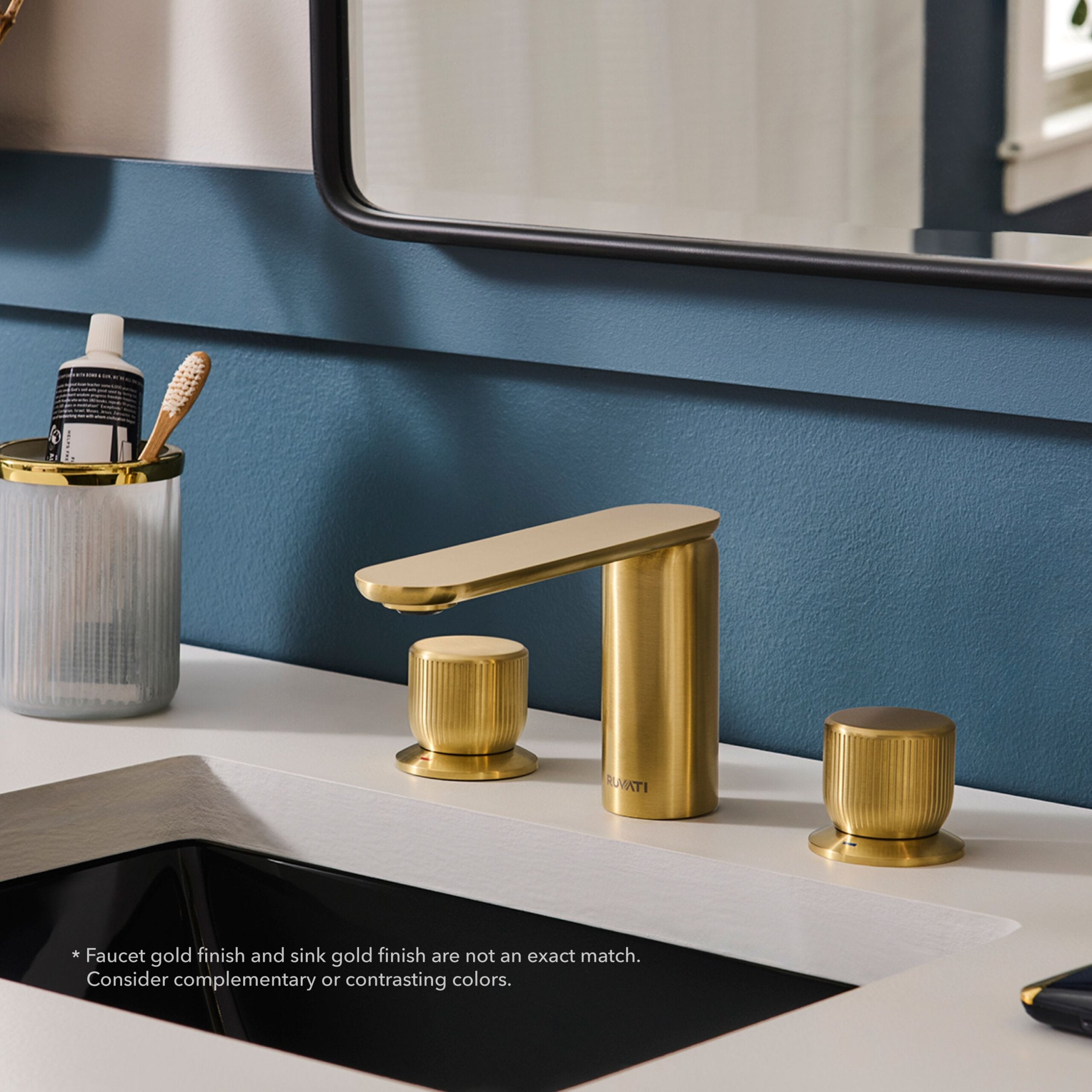 Ruvati Fabio Widespread Bathroom Faucet, Brushed Gold, Knob, RVF5235SG Product Image
