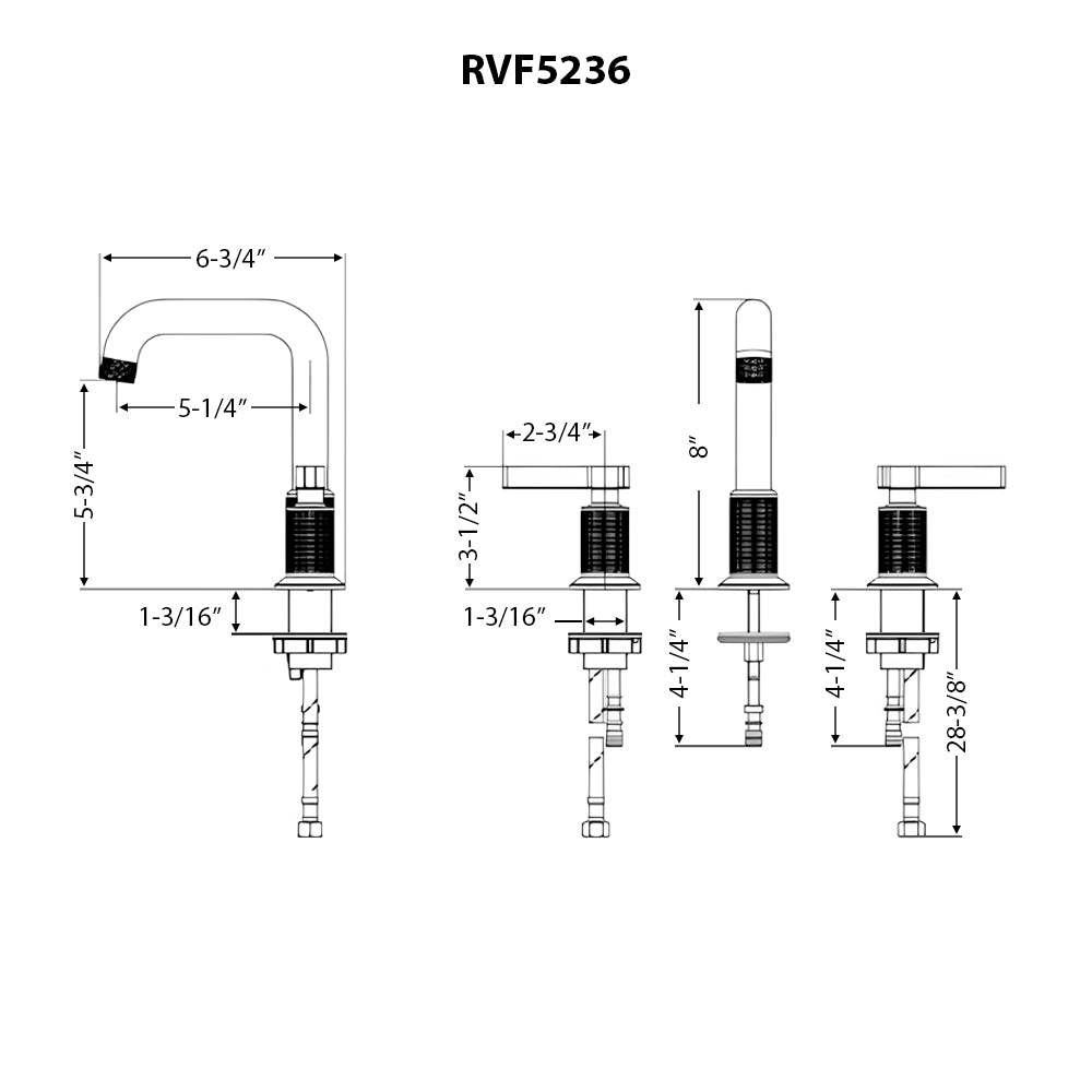 Ruvati Barolo Widespread Bathroom Faucet, Matte Black, Lever, RVF5236MB Product Image