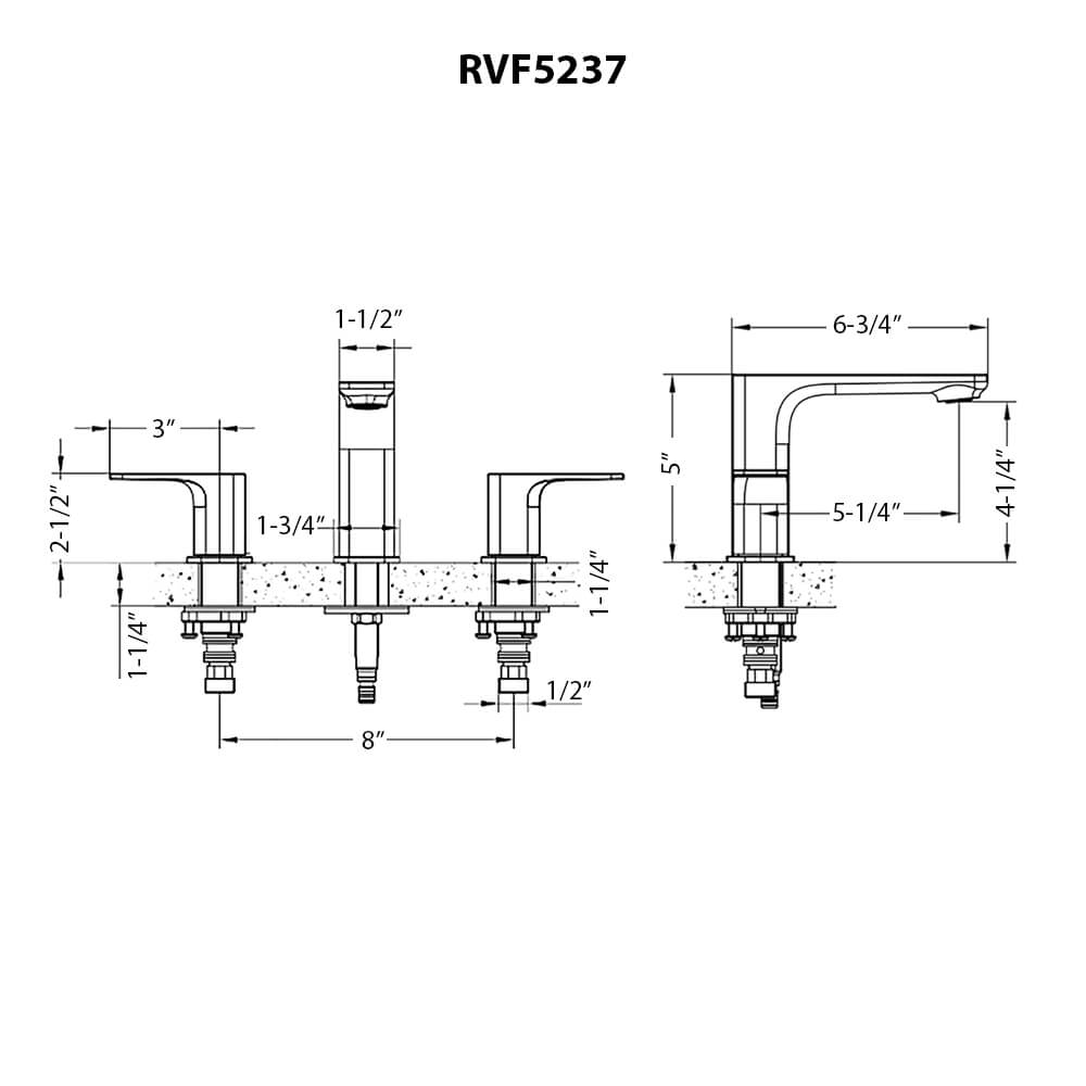 Ruvati Lanai Widespread Bathroom Faucet, Brushed Nickel, Lever, RVF5237BN Product Image