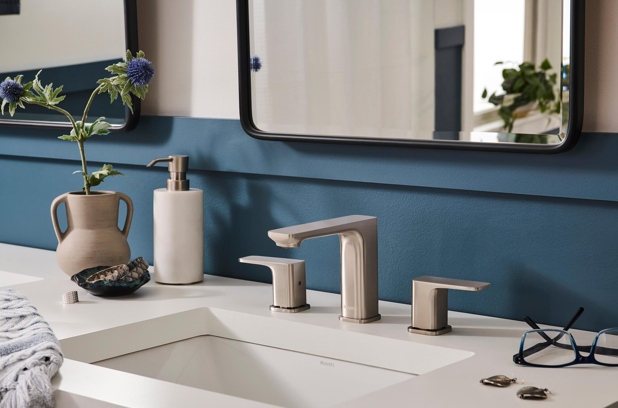 Ruvati Lanai Widespread Bathroom Faucet, Brushed Nickel, Lever, RVF5237BN Product Image