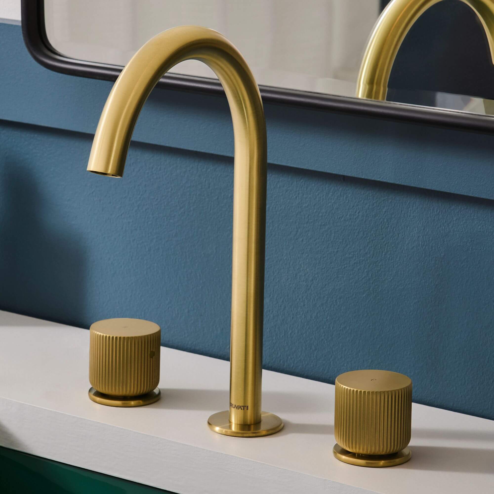 Ruvati Fabio Widespread Bathroom Faucet, Brushed Gold, Knob, RVF5238SG