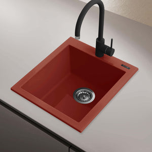 Alternate Image for Ruvati 16 x 20 inch epiGranite Drop-in Topmount Granite Composite Single Bowl Kitchen Sink, Berry Red, RVG1016BR