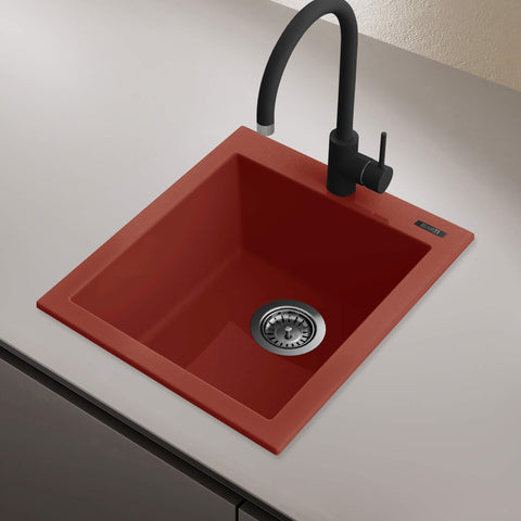 Ruvati 16 x 20 inch epiGranite Drop-in Topmount Granite Composite Single Bowl Kitchen Sink, Berry Red, RVG1016BR