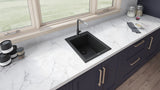 Ruvati 18 x 20 inch epiGranite Drop-in Topmount Granite Composite Single Bowl Wet Bar Prep Sink, Midnight Black, RVG1018BK