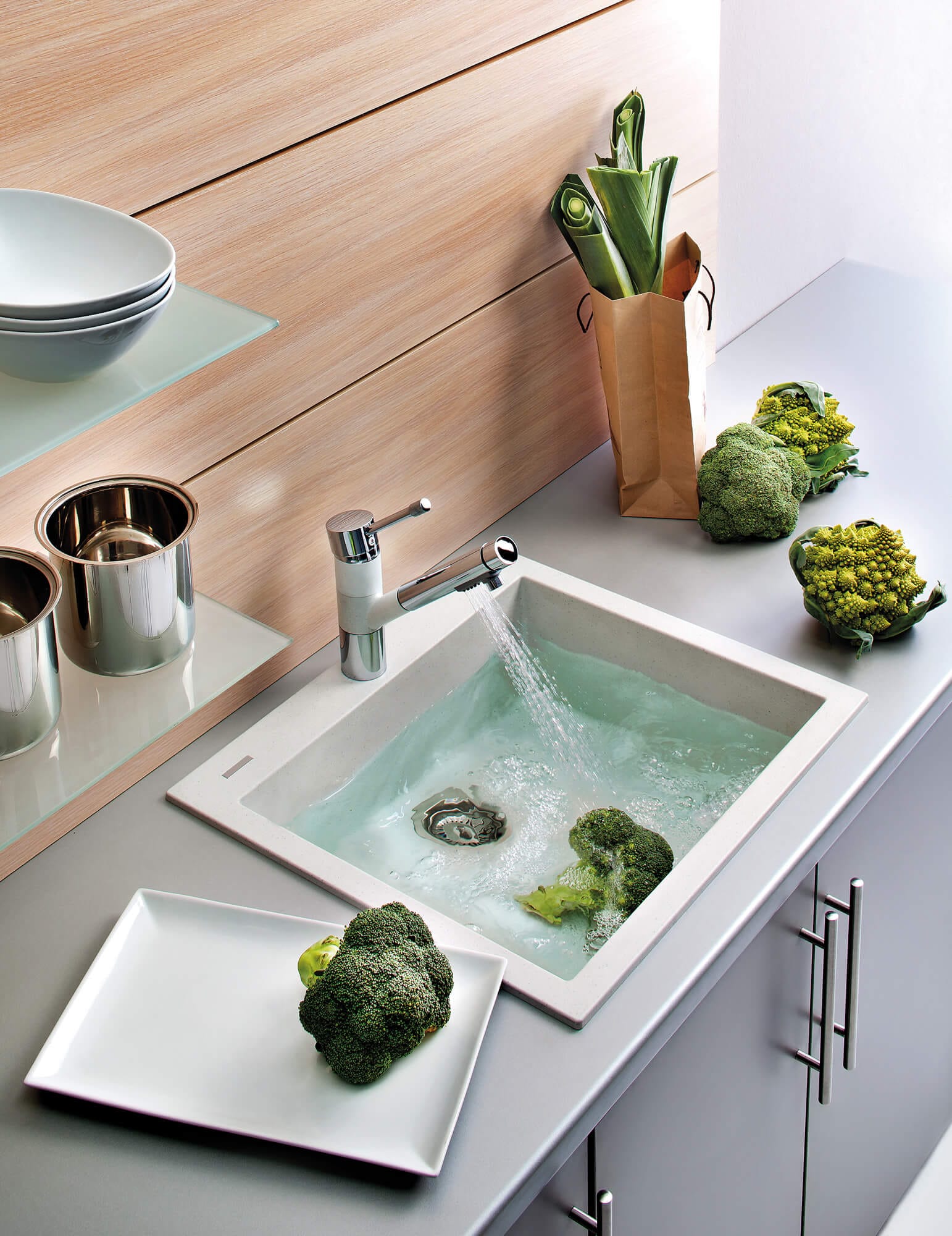 Alternative View of Ruvati 18 x 20 inch epiGranite Drop-in Topmount Granite Composite Single Bowl Wet Bar Prep Sink, Arctic White, RVG1018WH