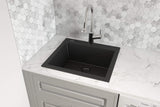 Alternative View of Ruvati epiGranite 22" Drop-in Topmount Granite Composite Bar/Prep Sink, Midnight Black, RVG1022BK