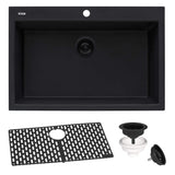 Alternative View of Ruvati 27" Drop-in Topmount Granite Composite Kitchen Sink, Midnight Black, RVG1027BK