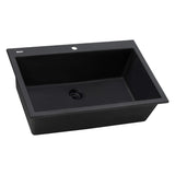 Alternative View of Ruvati 27" Drop-in Topmount Granite Composite Kitchen Sink, Midnight Black, RVG1027BK