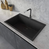 Alternative View of Ruvati 27" Drop-in Topmount Granite Composite Kitchen Sink, Midnight Black, RVG1027BK