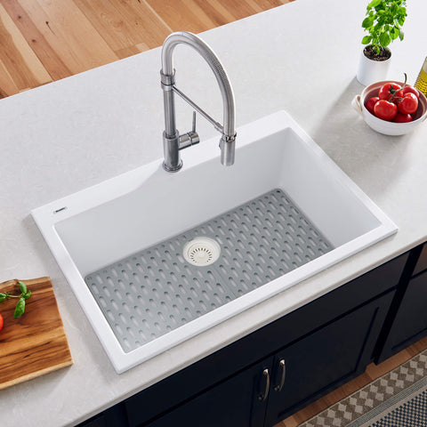 Main Image of Ruvati 27" Drop-in Topmount Granite Composite Kitchen Sink, Arctic White, RVG1027WH
