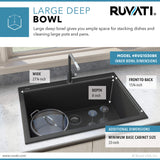Alternative View of Ruvati epiGranite 30" Drop-in Topmount Granite Composite Kitchen Sink, Midnight Black, RVG1030BK