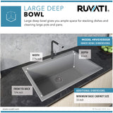 Alternative View of Ruvati epiGranite 30" Drop-in Topmount Granite Composite Kitchen Sink, Silver Gray, RVG1030GR