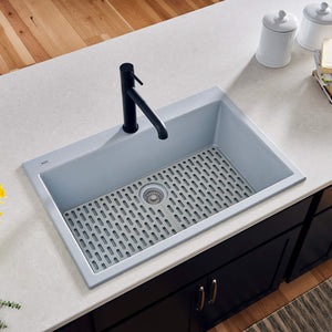 Alternate Image for Ruvati epiGranite 30" Drop-in Topmount Granite Composite Kitchen Sink, Silver Gray, RVG1030GR