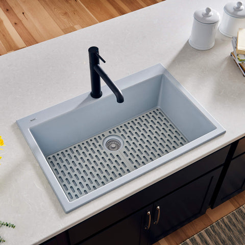 Main Image of Ruvati epiGranite 30" Drop-in Topmount Granite Composite Kitchen Sink, Silver Gray, RVG1030GR