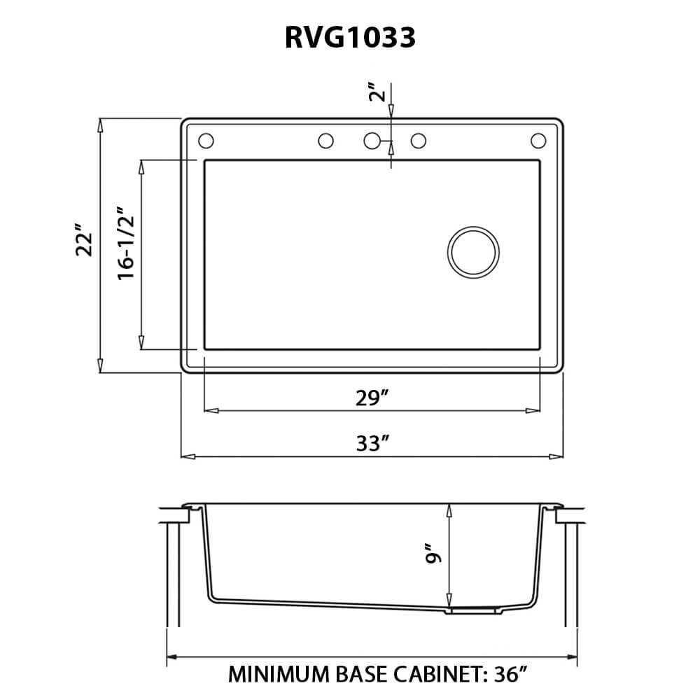 Ruvati epiGranite 33" Drop In Granite Composite Workstation Kitchen Sink, Urban Gray, RVG1033UG Product Image