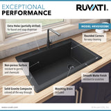 Alternative View of Ruvati epiGranite 33" Drop-in Topmount Granite Composite Kitchen Sink, Midnight Black, RVG1033BK