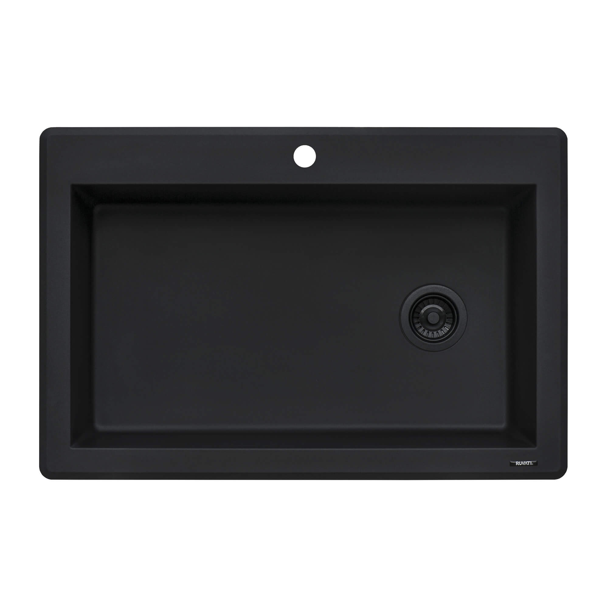 Alternative View of Ruvati epiGranite 33" Drop-in Topmount Granite Composite Kitchen Sink, Midnight Black, RVG1033BK