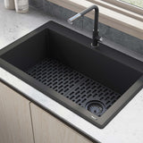 Alternative View of Ruvati epiGranite 33" Drop-in Topmount Granite Composite Kitchen Sink, Midnight Black, RVG1033BK