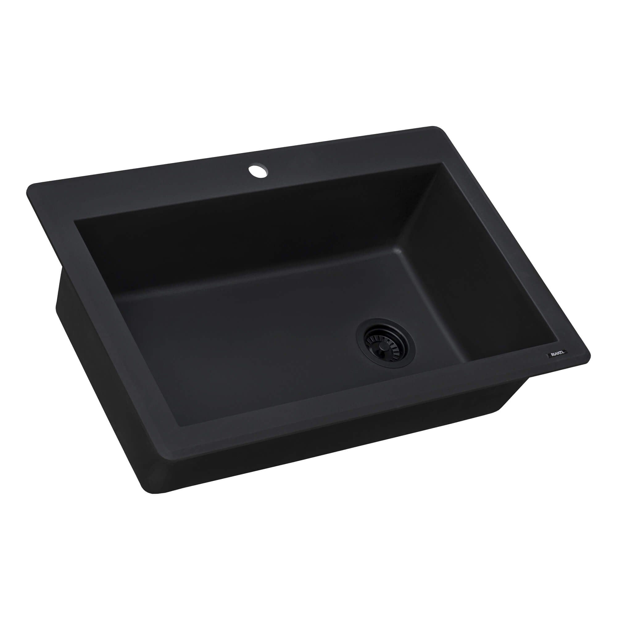 Alternative View of Ruvati epiGranite 33" Drop-in Topmount Granite Composite Kitchen Sink, Midnight Black, RVG1033BK