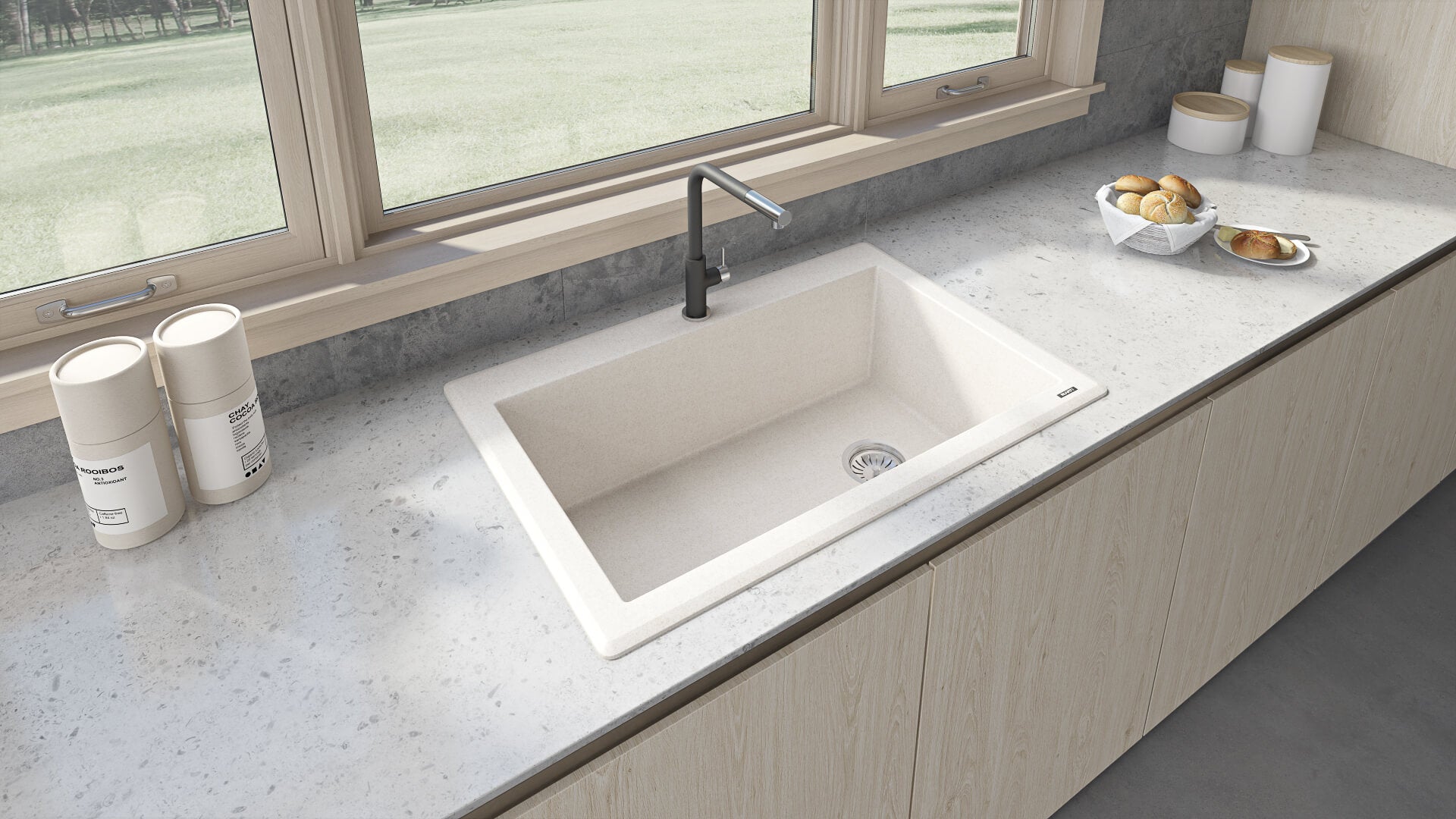 Alternative View of Ruvati epiGranite 33" Drop-in Topmount Granite Composite Kitchen Sink, Caribbean Sand, RVG1033CS